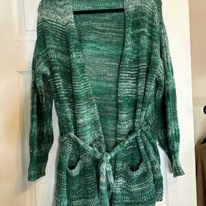 Skinnygirl Green Cardigan Sweater with Tie Waist